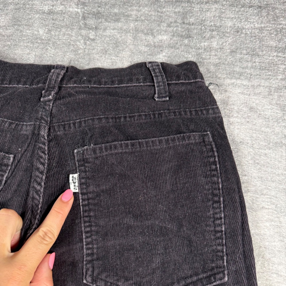 Levis Pants Women 28x34 Black 517 Corduroy Flare Bootcut Vintage 70s Western - Picture 6 of 13